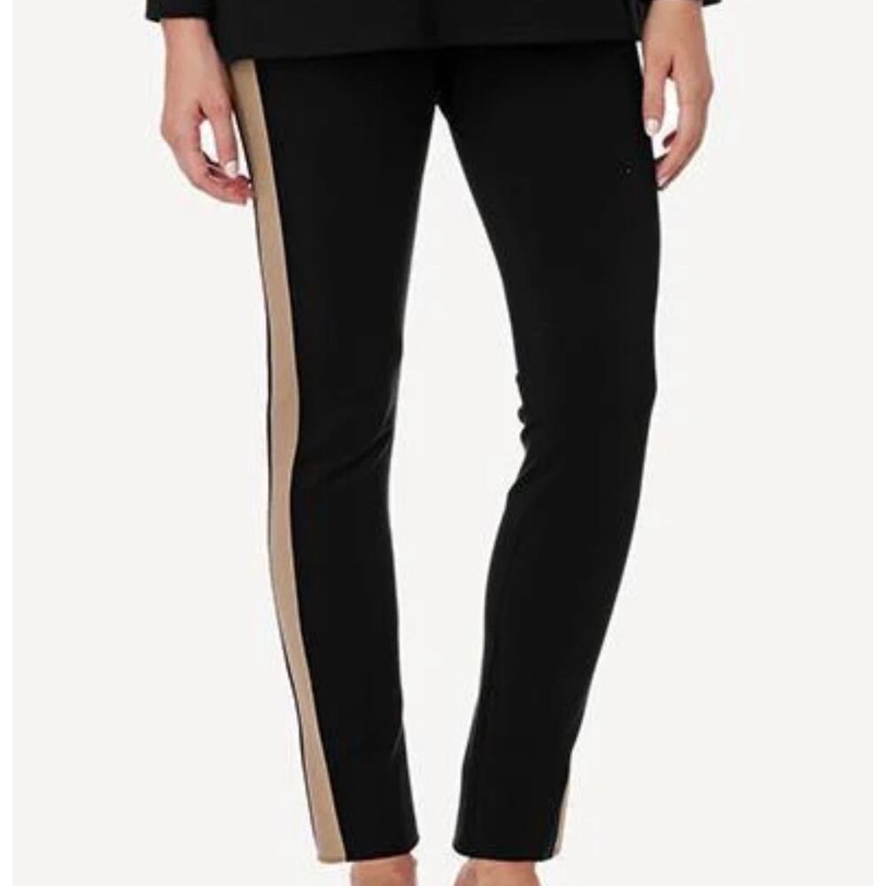 Jude Connally Gigi Ponte Pants 8 Womens Ankle Black Camel Side Stripe Ponte New